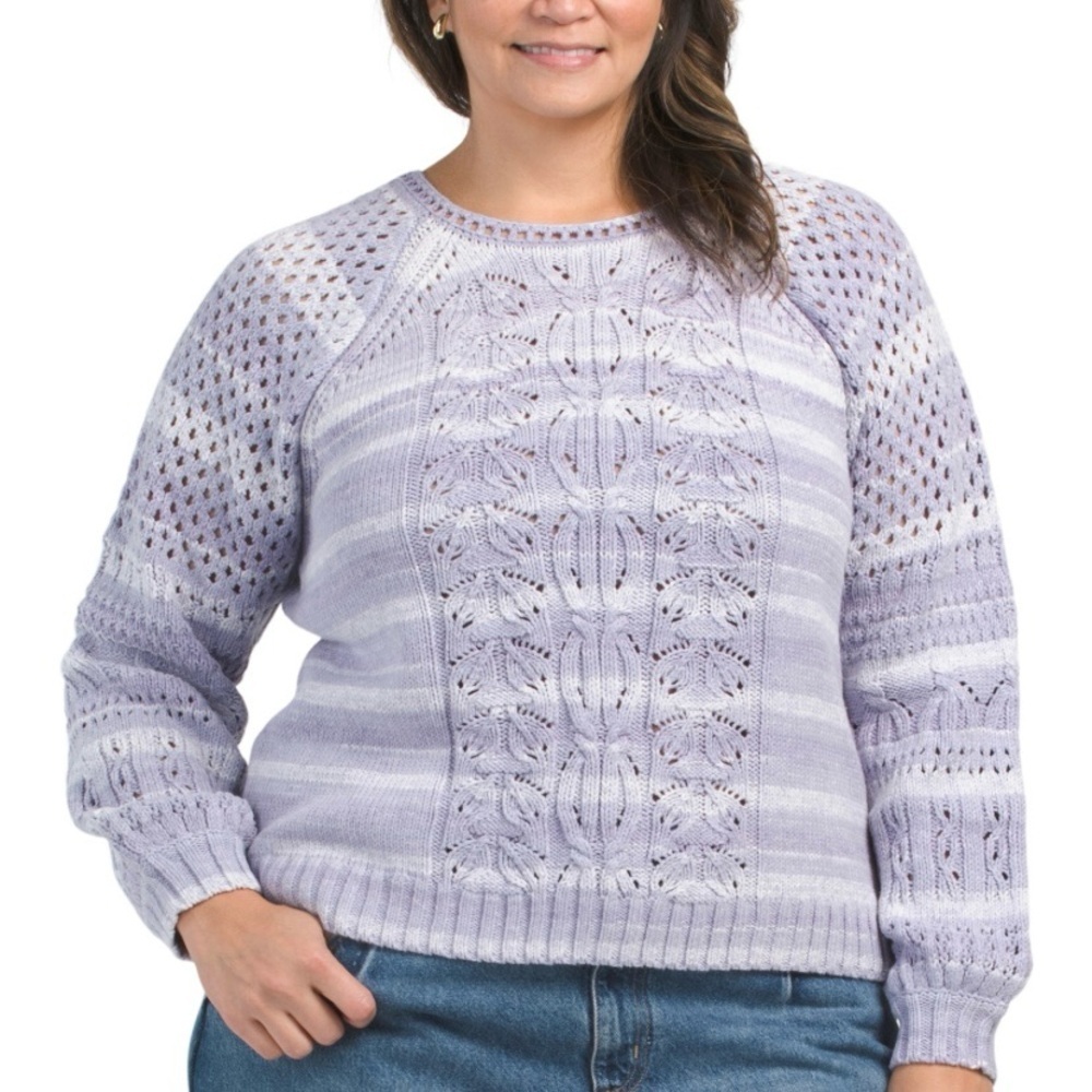 NWT Belle by Belldini Plus Size Pullover Sweater Lavender & White size 3X